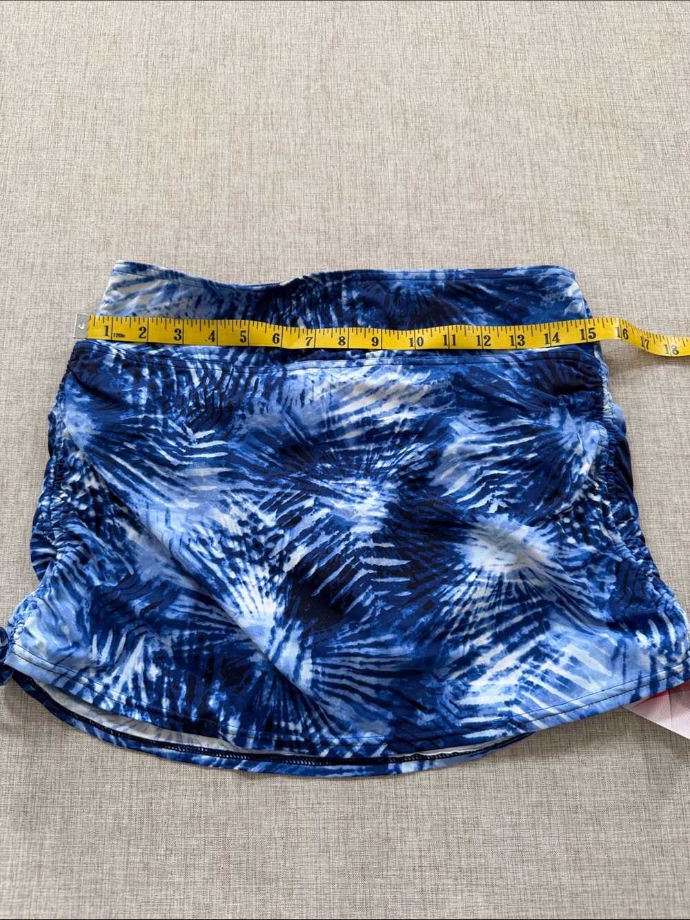Lands End swim skirt/skort bottoms womens 8 blue graphic ruched modest beach - Picture 7 of 8